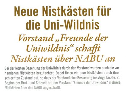 Bericht im HORNER über die Nistkastenaktion